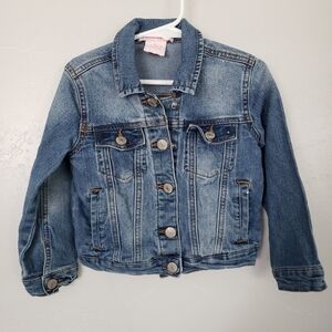 Soho Blue Girls 6 Blue Jean Denim Jacket Snap Button Cropped Long Sleeve